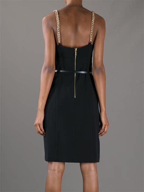 michael kors black chain dress|Michael Kors black zipper dress.